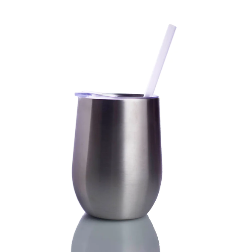 STEMLESS WINE GLASSES W/ SLIDING LID AND STRAW